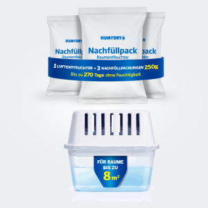 HUMYDRY® Luftentfeuchter Compact 250g + 3 Nachfüllpackungen