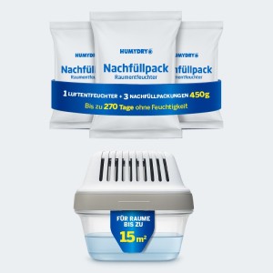 HUMYDRY® Luftentfeuchter Premium PLUS 450g + 3 Nachfüllpackungen 450g