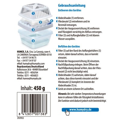 HUMYDRY® Raumentfeuchter Premium PLUS 450g